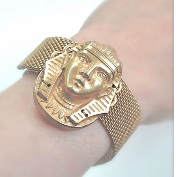 Bracelet Miriam Haskell Mesh Cuff Egyptian - Picture 3 of 8